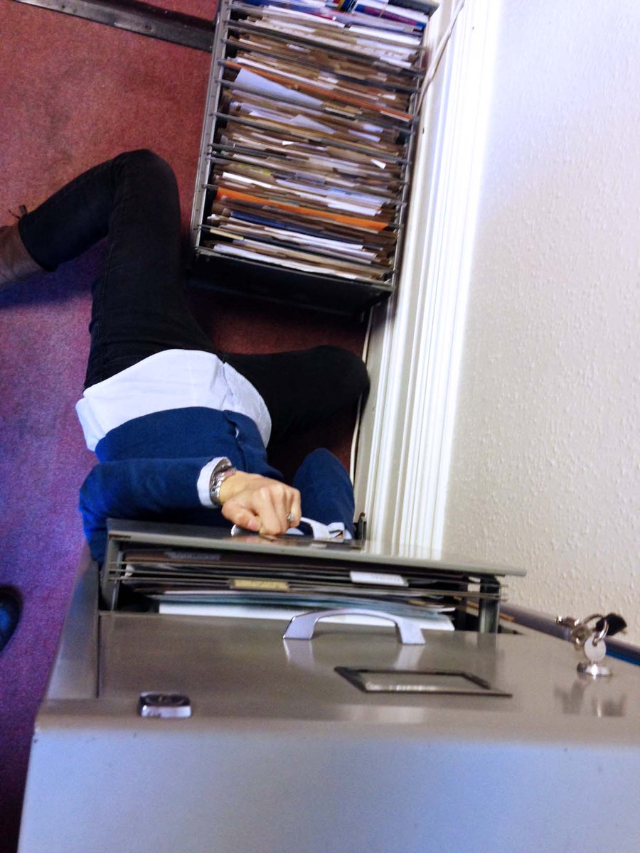 themontyarts's tweet image. #thattimewhen you come in to the office to find your MD in the filing cabinet #BuriedInPaperwork @JulesFancher