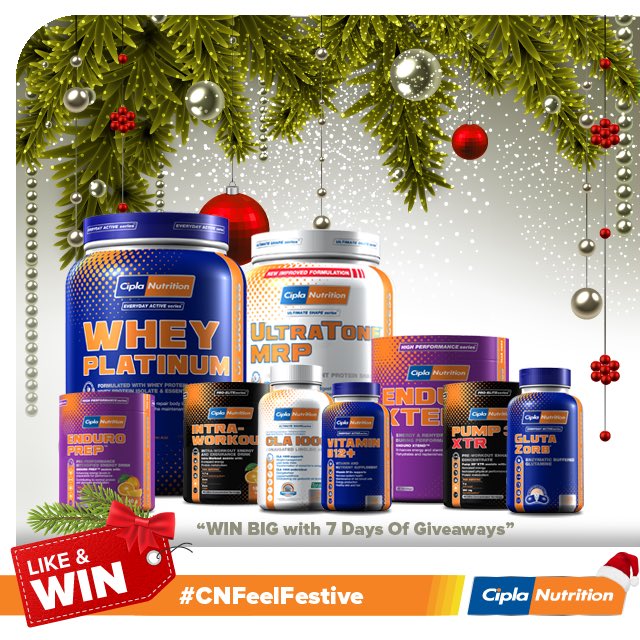 CiplaNutrition's tweet photo. We launch today's #7DaysOfCN Facebook competition at 12 noon! Who can guess what the prize is today? #CNFeelFestive https://t.co/c6wino1jrt