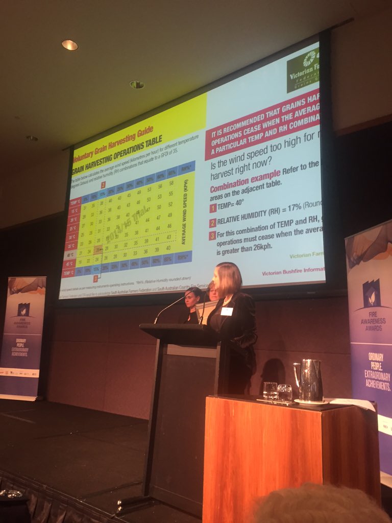 JoeBVic's tweet photo. Voluntary Grain Harvest Guide wins Fire Services Award for Partnerships well done VFF &amp; CFA Team. #cfavic #faa2015 https://t.co/28MBcPQxHD