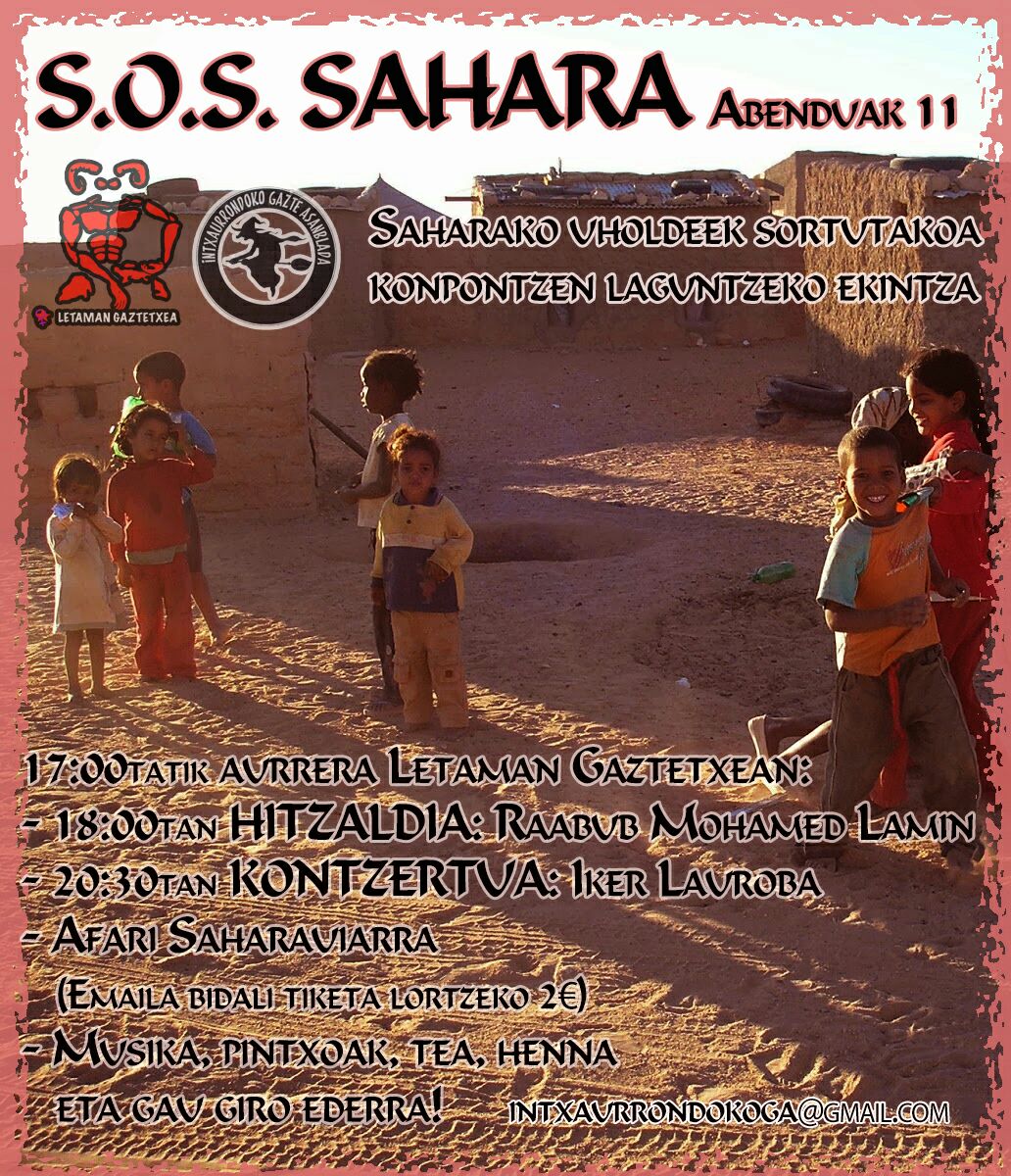 ernaintx's tweet photo. Abenduaren 11ean, Sahararen aldeko elkartasun eguna Intxaurrondon. Elkarrekin posible delako, A11 Intxaurrondora. https://t.co/yt4SZmOsE3