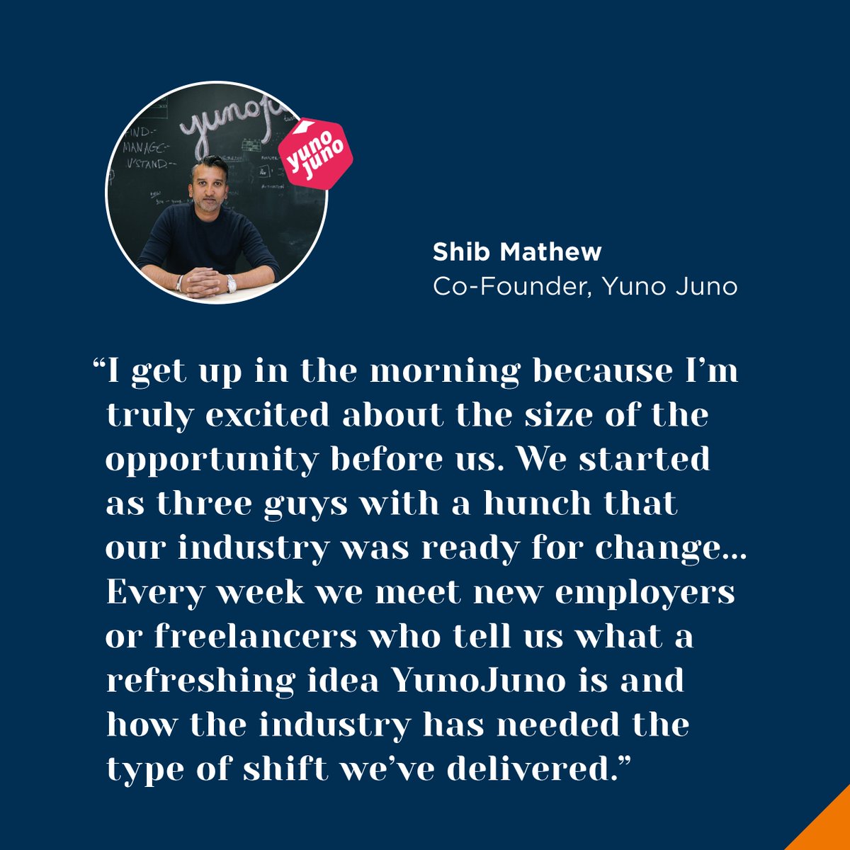 Qworkforce's tweet image. What gets you up in the morning? @shibmathew co-founder of @iheartyunojuno tells us what gets him out of bed. #qwork