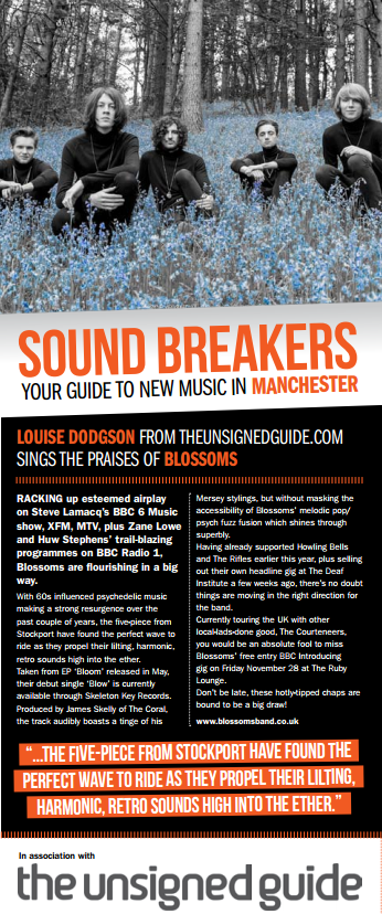 unsignedguide's tweet photo. Dec 2014 our #Soundbreakers column featured @BlossomsBand & this year they're featured on BBC's #SoundOf2016 WOOP! https://t.co/EUH0HCNRt6
