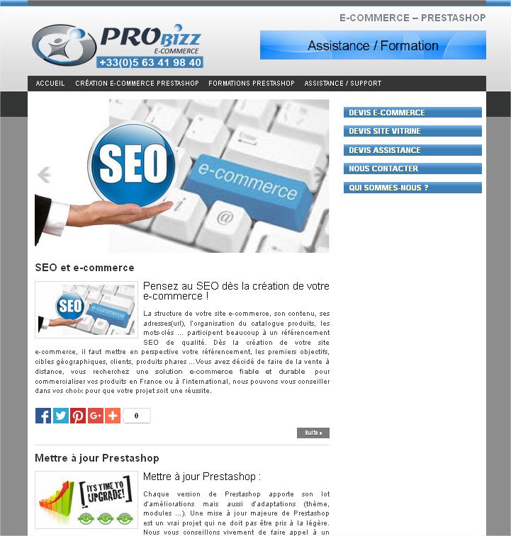 Probizz_Web's tweet image. Nouveau site Probizz, le  #ecommerce avec #prestashop et site/blog avec #WordPress. ecommerce.probizz.fr