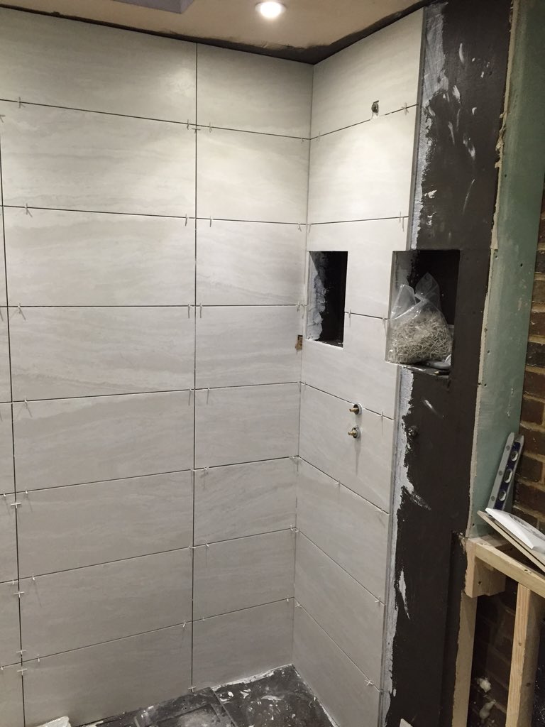 RCTiling's tweet photo. #wet-room #bathroom #progress #chrome #porcelain #sevenoaks #tradesman #local #business #tiling https://t.co/Uxq9LoHKOc