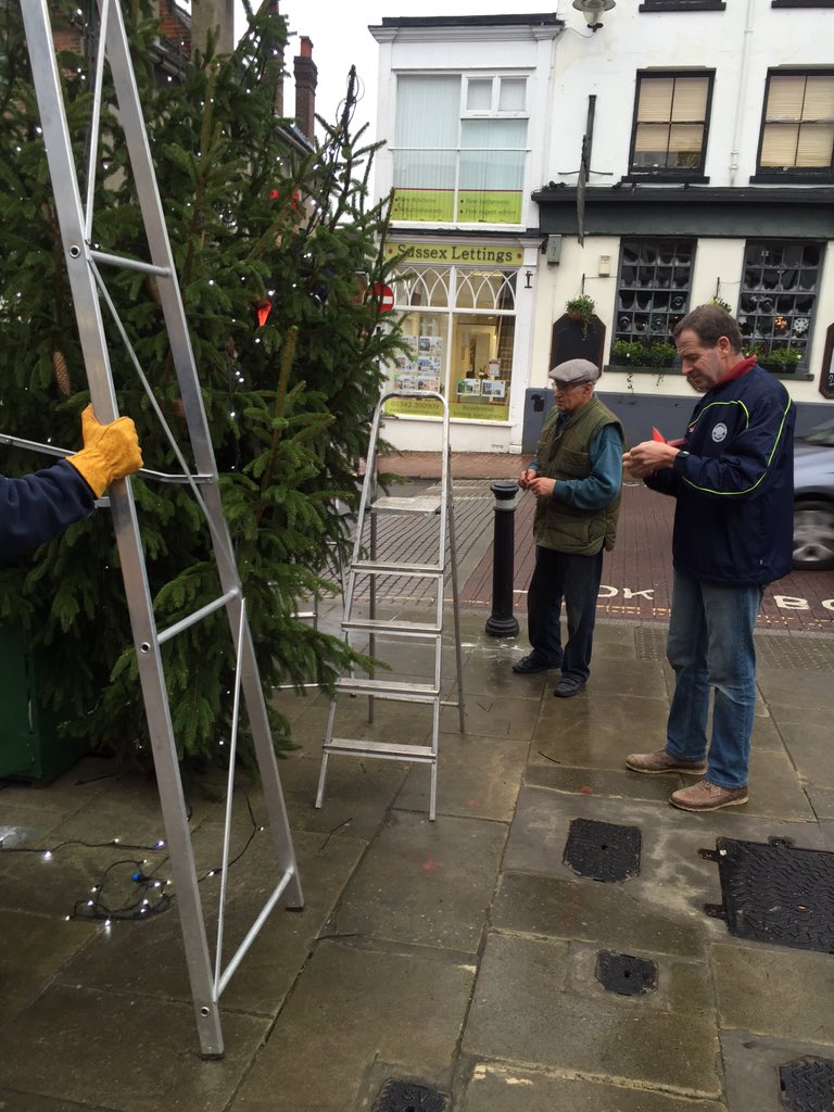 East Grinstead's tree going up today. Lighting ceremony from 14.45 Saturday.