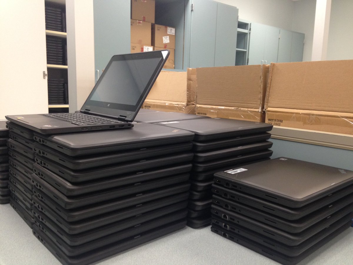 LeanderISD's tweet image. These devices at CPHS are ready for the #mLISD launch in two days! #LISDleads