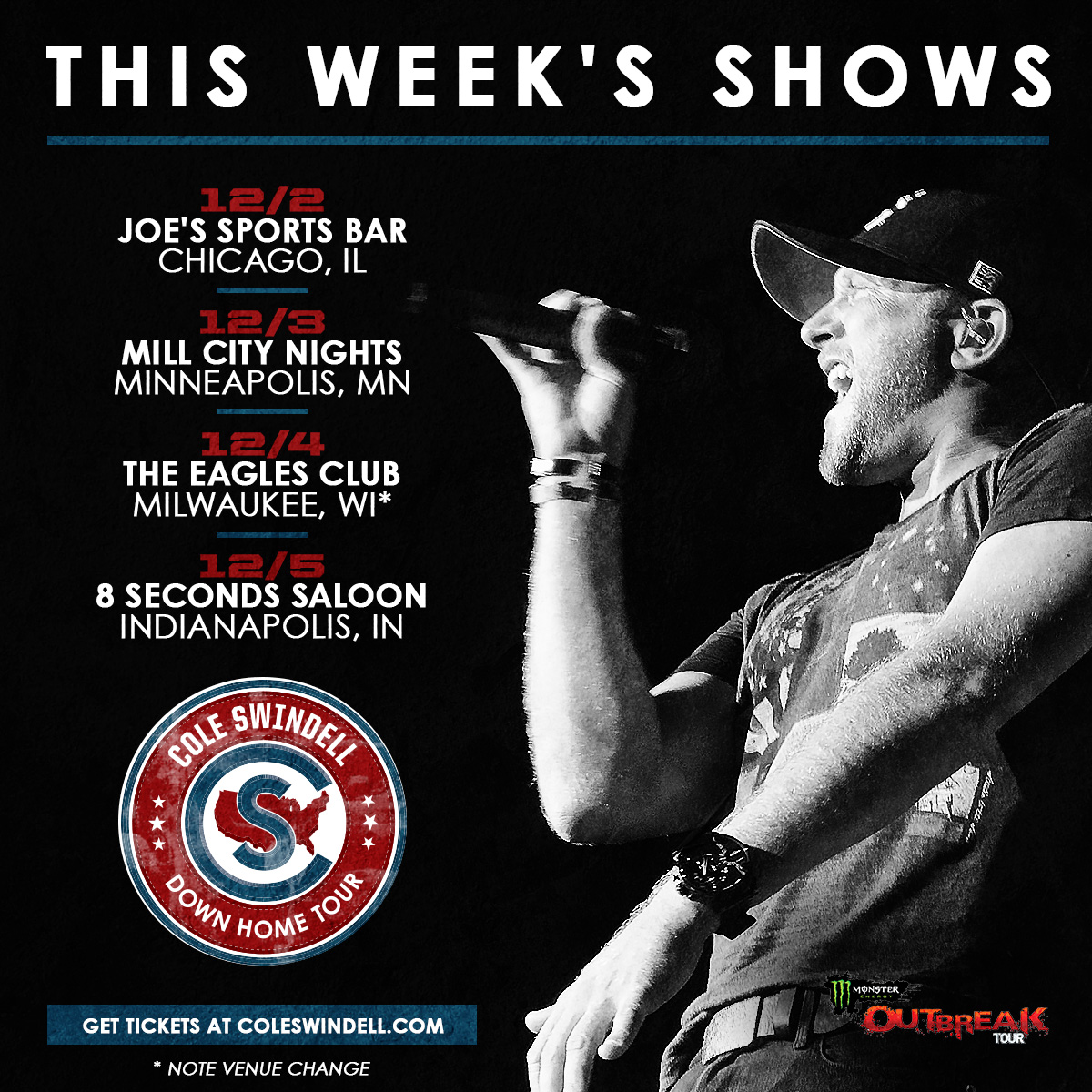 coleswindell's tweet photo. Excited for this weeks #downhome tour! RT if you're coming out!! https://t.co/K4e5YpMita