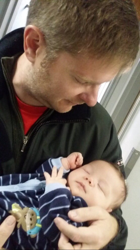 whas11reed's tweet photo. #BabyStarks has a great disposition like his mom @WHAS11Kelsey. He's been held by the entire staff. Still smiling https://t.co/iTuFSPpNGO