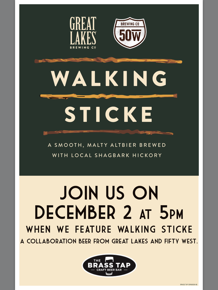 Stop by <a href="/BrassTapUSquare/">Brass Tap - U Square</a> tonight at 5pm. We'll be pouring Walking Sticke, our latest collab w/ <a href="/GLBCinCincy/">Great Lakes Cincy</a>!