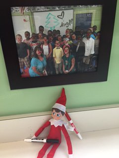 msmaxeysclass1's tweet photo. Our elf in class gave us rudolph noses!! Silly Jingle the Elf! #elfonashelf @NewingtonElem https://t.co/keEaUrYsXJ