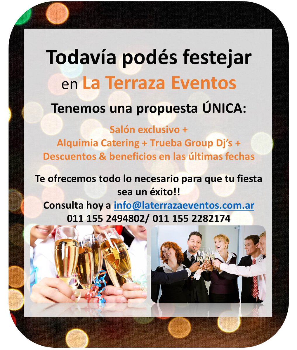 FESTEJA 2015 EN LA TERRAZA EVENTOS!