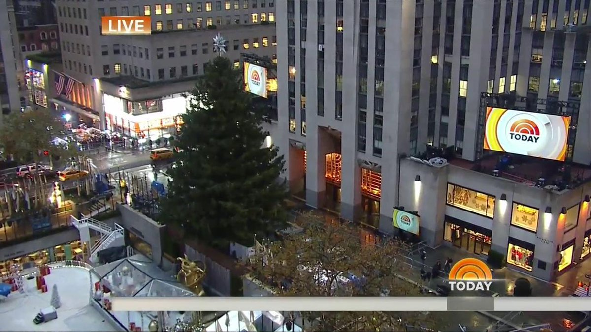 TODAYshow's tweet photo. Can't wait to see the Rockefeller Center Christmas Tree all aglow tonight! https://t.co/LeAkdfmR8M