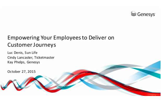 Genesys_ME's tweet photo. Presentation on empowering your employees to deliver on customer journey #GForce15 #CX https://t.co/XKrH9hN9O8 https://t.co/f7sJ92qq4T