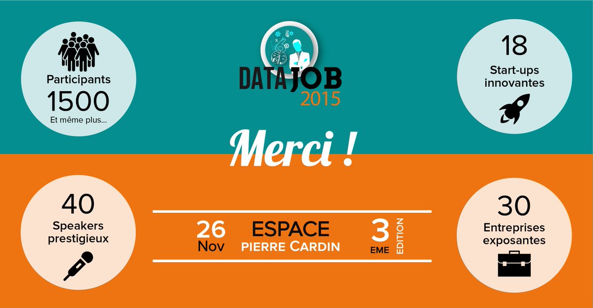 datajobparis's tweet photo. Merci pour cette troisième édition ! #DataJob2015
#1500participants #Startups #Conférences #Data #Innovation https://t.co/Tc7vBunMPJ