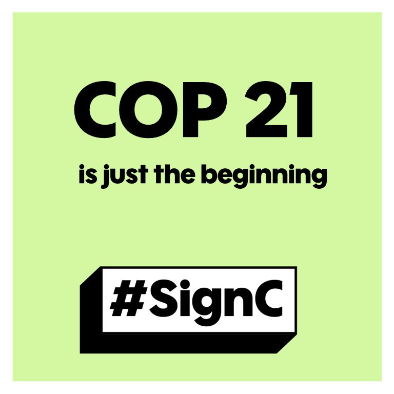 SignCtoday's tweet photo. So we all get happy endings. #SignC at #COP21. #ActOnClimate #climatechange #nature https://t.co/VEwhmUxlp8