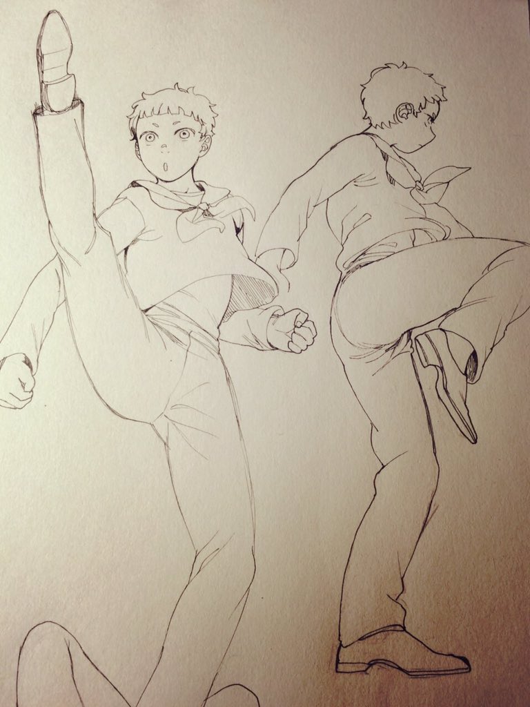 そういえば周次のアクションポーズも描いてたんだった 