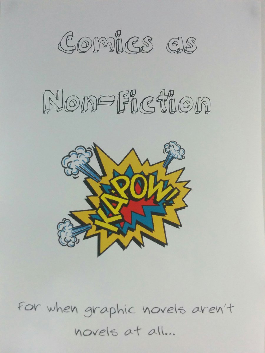 BooLeanneLogic's tweet photo. Library display #LoveComics #NotJustStories https://t.co/Ll2mqK2EOH