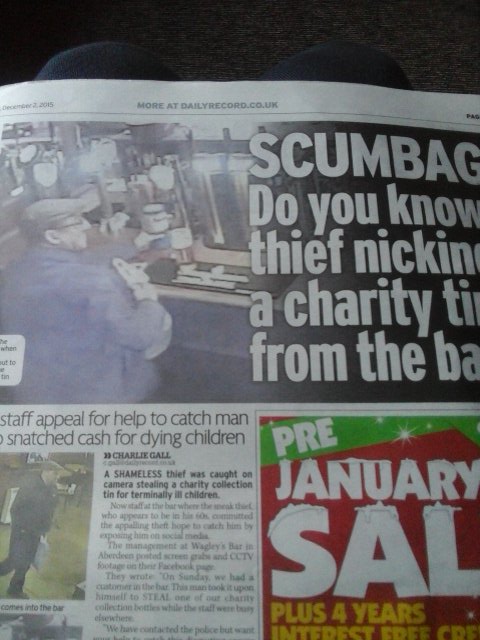 Rabadams12's tweet photo. Please people retweet and find this scumbag stealing charity tin in Aberdeen!!! https://t.co/pg2mlai9OO