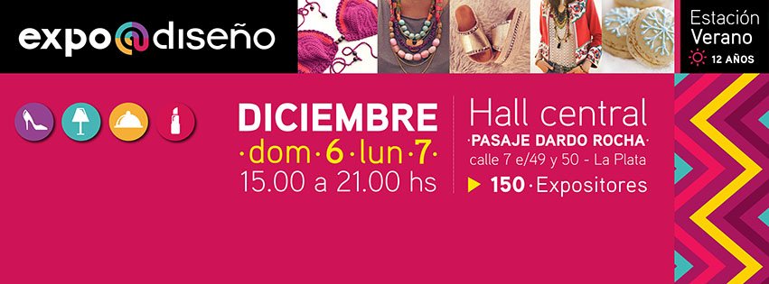 CulturaMLP's tweet photo. Para Agendar! Expo@Diseño #Verano2016 Más de 150 expositores #Moda #Deco #Belleza #Gourmet en el #PasajeDardoRocha https://t.co/Lqdetf7iEE