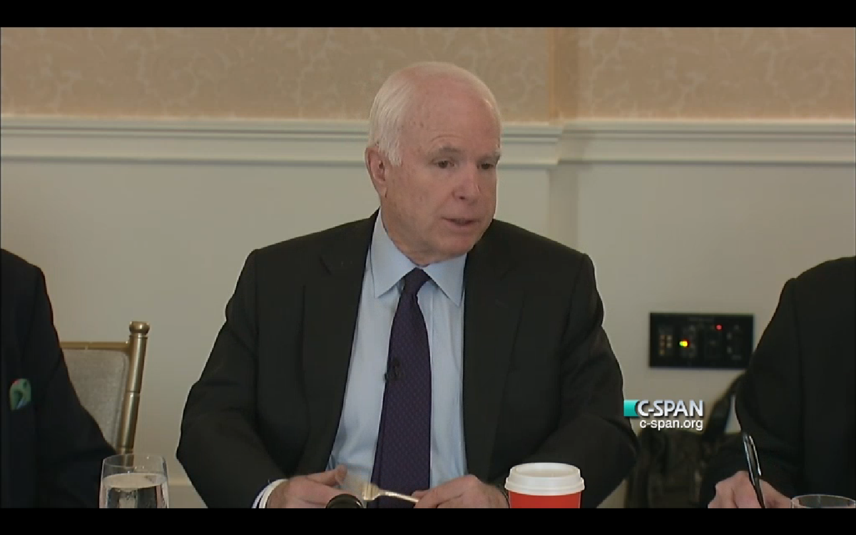 cspan's tweet image. WATCH: #MonitorBreakfast with @SenJohnMcCain cs.pn/1YHTUSd