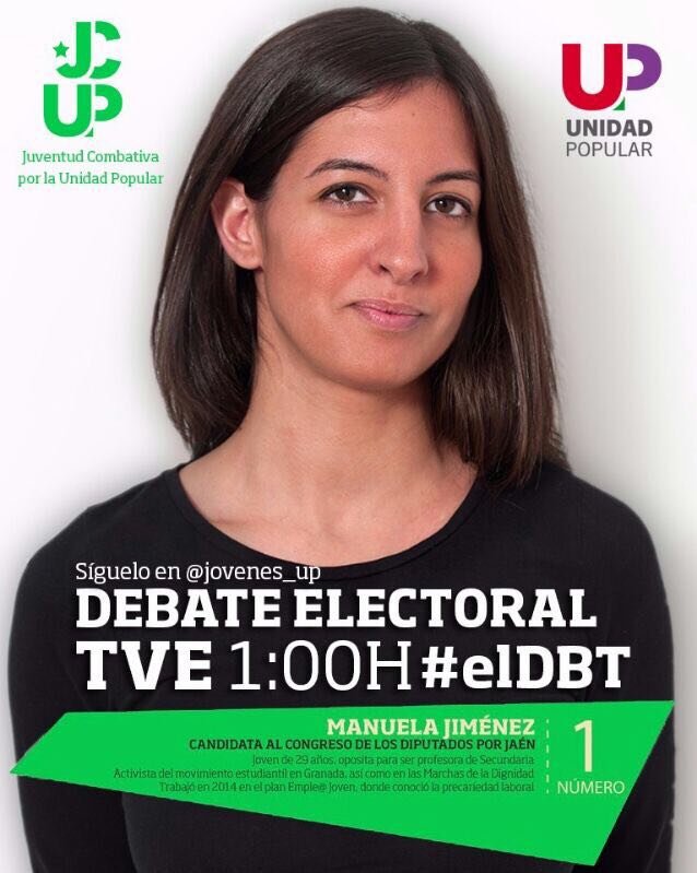 UnidadPopularVA's tweet photo. Esta noche a las 01:00h estaremos en el debate electoral en @rtve 
Tuitea con #ElDbt https://t.co/IK3PmxNOe4
