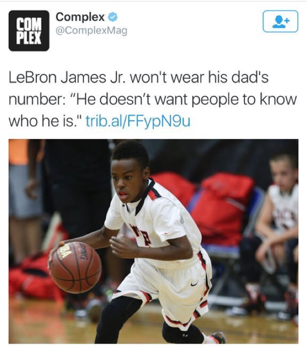 MeninistTweet's tweet image. "Coming in #94 Lebron James Jr”

"Aye man, who is that kid"
