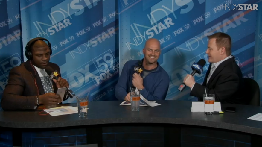 IndyStarSports's tweet photo. Hilarious moments with #Colts QB Matt @Hasselbeck from Tuesday’s #DwayneAllenShow. https://t.co/e2YKocU84V https://t.co/6yDaqNZ1FT