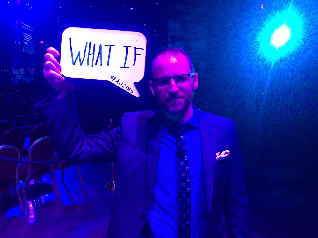 themissionbiz's tweet photo. @romanmars is ready to ask WHAT IF at #AU2015 Are you?!? Join us at 10am in Hall D and learn how. https://t.co/Q18qDUFhoJ