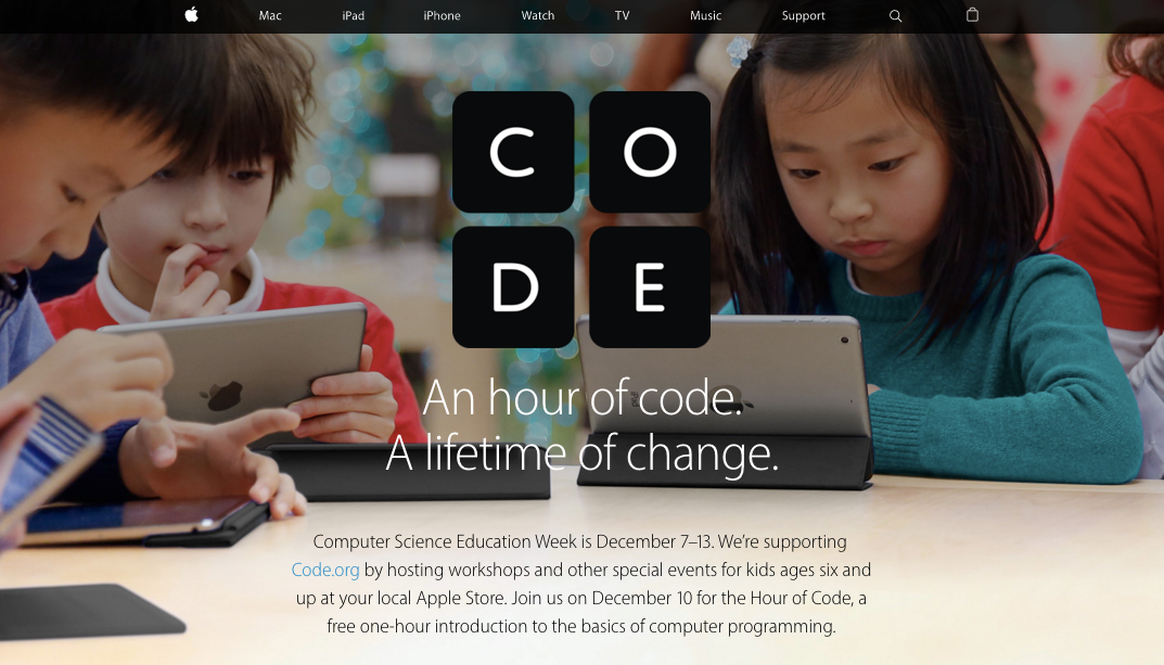codeorg's tweet image. An #HourOfCode at every Apple Store worldwide! apple.com/retail/code/