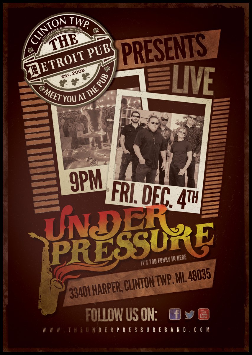 The_UpBand's tweet photo. This Friday, Dec 4th we are LIVE @TheDetroitPub in Clinton Twp! Show starts at 9PM. Let's Do This UP'ers https://t.co/Kbi9slSwm1
