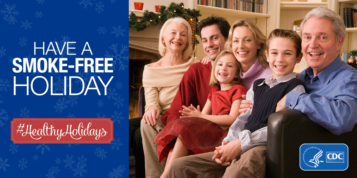 CDCgov's tweet photo. Protect your family from secondhand smoke. Exclude indoor smoking. #HealthyHolidays https://t.co/65ky4qzANR https://t.co/2XCo0jINl7