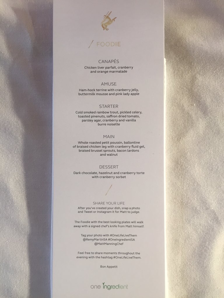 KayliVee's tweet photo. Time for #oneingredient dinner by @mattmanningchef with @remymartinsa #OneLifeLiveThem  Looking forward to this 👏🏼💃🏻 https://t.co/44zp7w4j1u