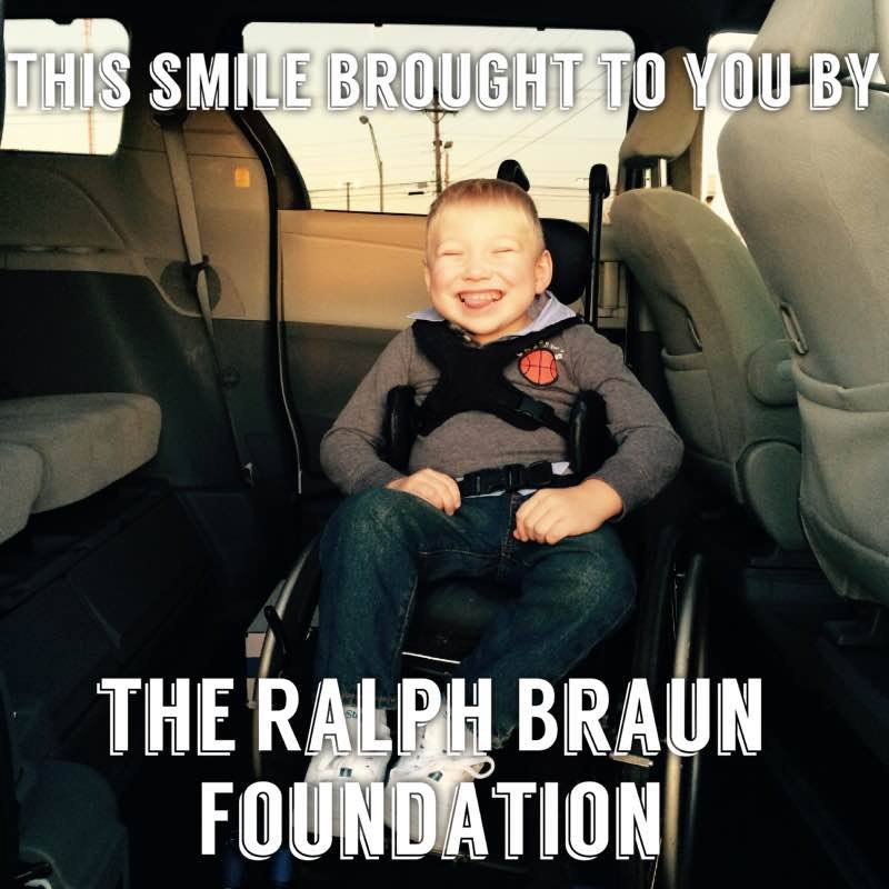 Braiden is excited about his new ride! Thanks to the @BraunFoundation and to the many supporters who donated!