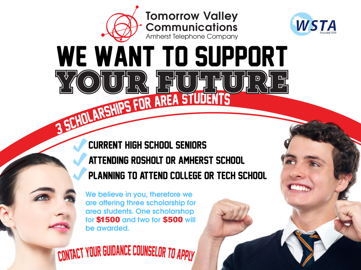 tvalleycom's tweet photo. Amherst &amp; Rosholt wisconsin seniors, local scholarship for college &amp; tech school #amherstwi https://t.co/UFdCRUKgBB https://t.co/i58XloFLSU