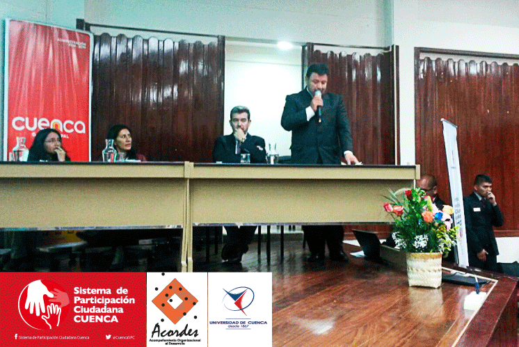 CuencaSPC's tweet photo. #CarlosGarcía presidente de la Junta Parroquial de #Paccha expone en encuentro de #ParticipaciónCiudadana #UdeCuenca https://t.co/76O9gzyTi2
