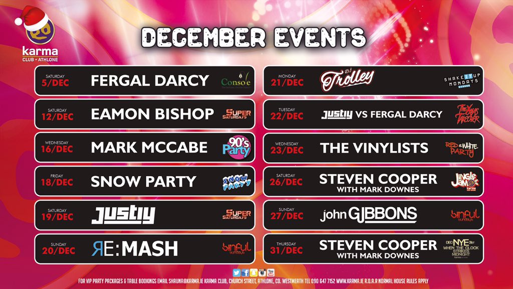 KarmaAthlone1's tweet photo. Xmas events ooh yeah!!!!  @FERGDARCY @DJEAMONBISHOP @Justiymusic  @REMASH13 @djtrolley @PCarass @stevencooperdj https://t.co/kiAjykQf0W