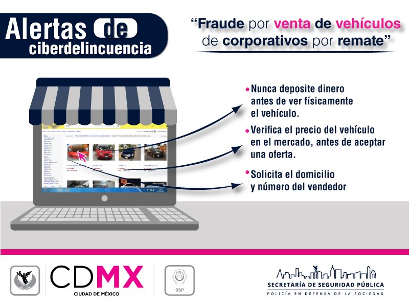 SSC_CDMX's tweet photo. #TipSSPDF Para saber si la compra de un vehículo en línea es viable, verifica costos, términos y condiciones. https://t.co/7RZYgFSKjE