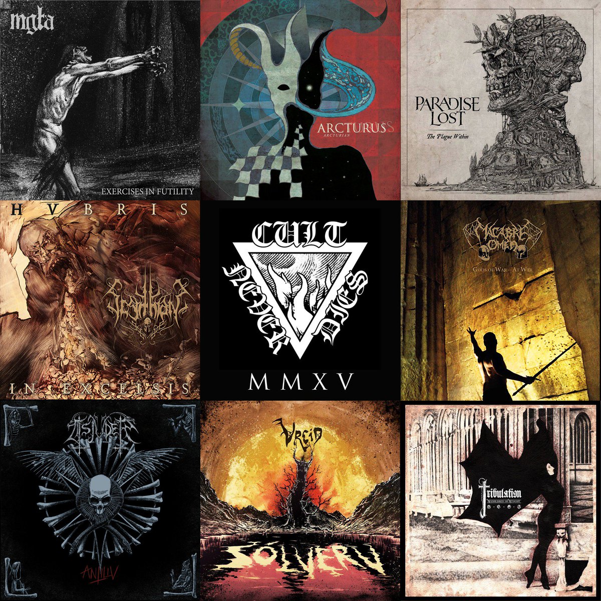 DayalPatterson's tweet photo. Highlights of 2015 part one. #mgla #arcturus #paradiselost #macabreomen #tribulation #vreid #tsjuder #scythian https://t.co/L7RHSRgqNB