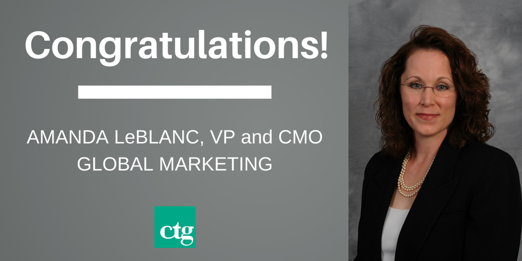 CTGinc's tweet photo. Congrats to CTGer Amanda LeBlanc (@RedDoginBR) for her promotion to VP and CMO of CTG Global Marketing! #CTGatwork https://t.co/kJhx83hO0K