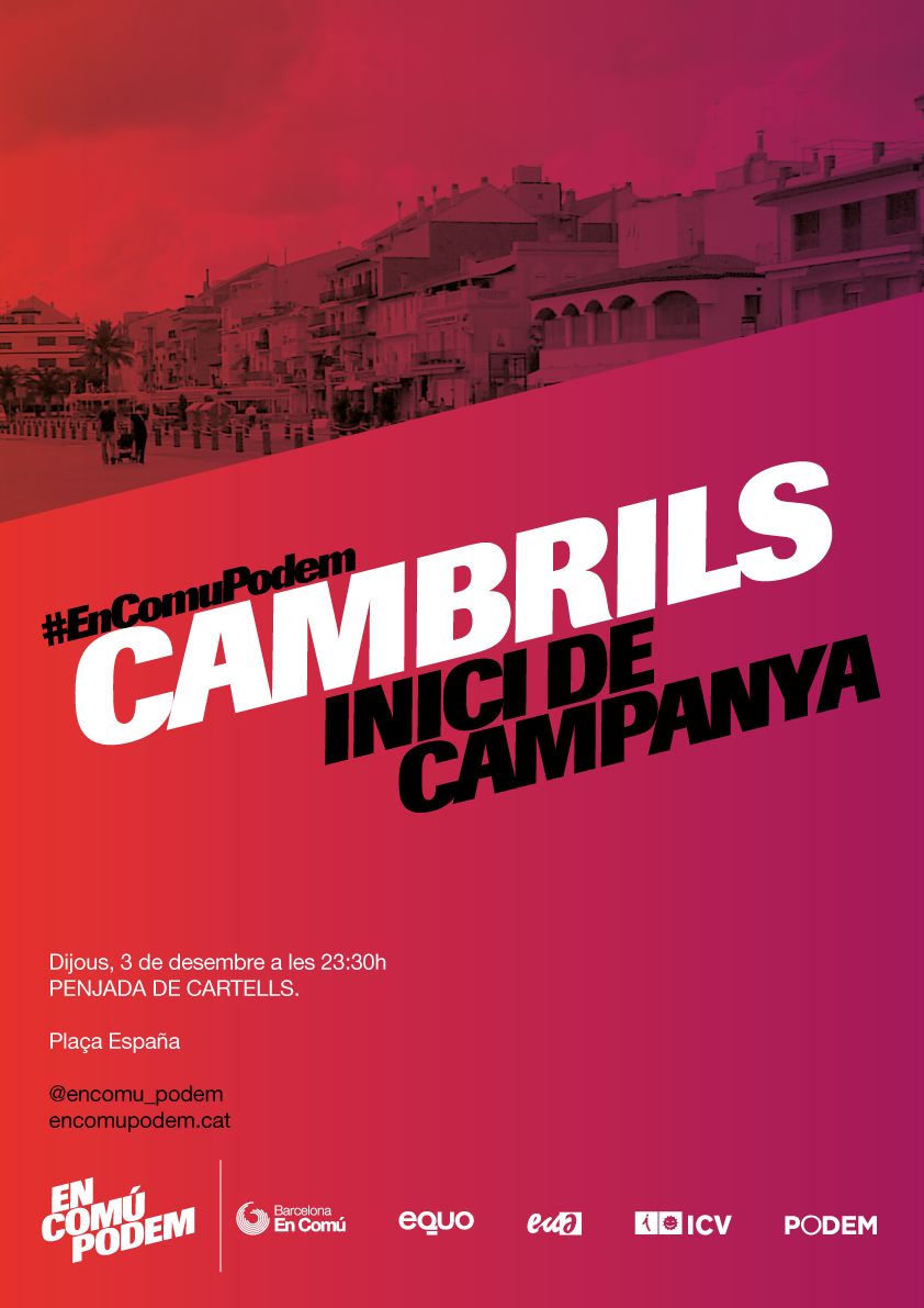 podem_cat's tweet photo. Vius a Cambrils? Doncs demà començem a penjar cartells! #EnComuPodem #CanviReal #20D #ClarQuePodem @EnComu_Podem https://t.co/7SvCtgsvor