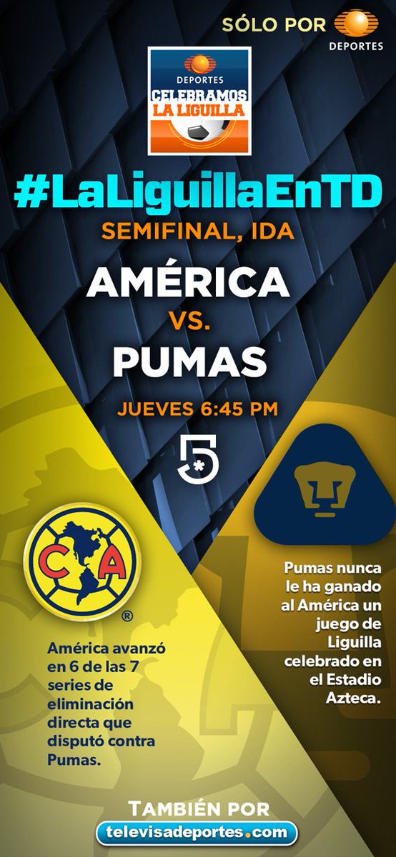 TUDN MEX on X: "Este jueves no te pierdas #LaLiguillaEnTD ¡América vs Pumas!  por Televisa Deportes https://t.co/GzDjjkAxkz" / X