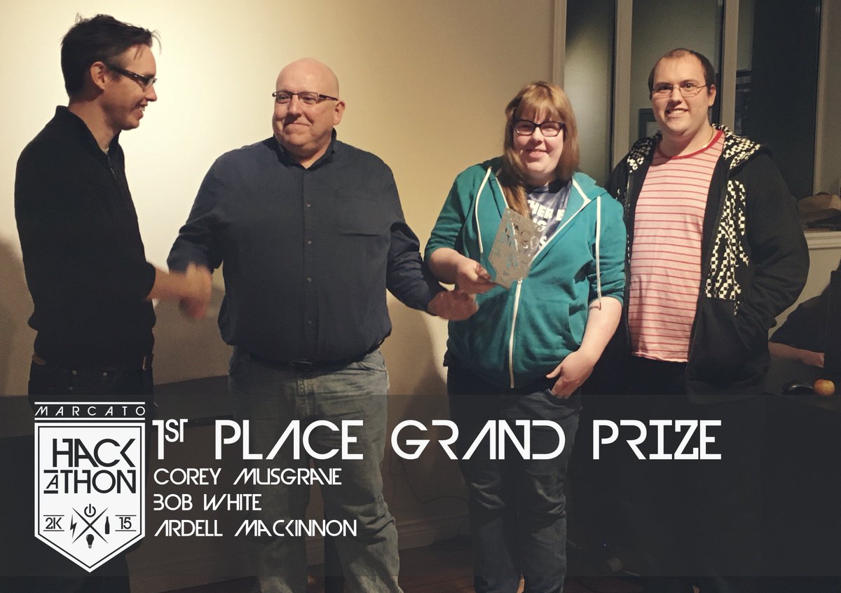 Congrats to our 1st Place Grand Prize Winners, Corey Musgrave, Bob White, Ardell MacKinnon! #DreamBuildInnovate