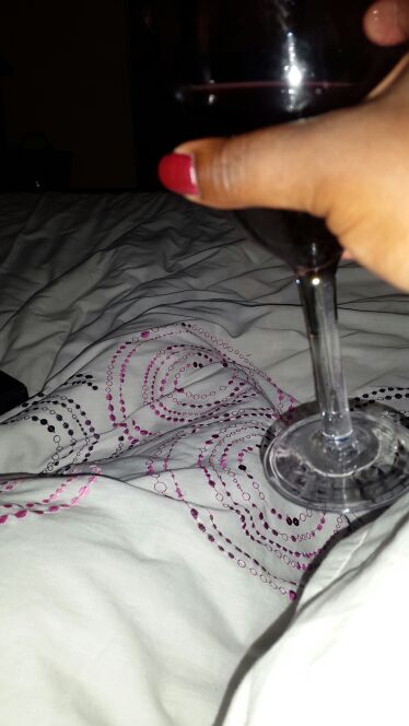 Mbo49's tweet photo. Red wine on a white duvet...Coz this is the only thrill in my life...#deathisme https://t.co/QjX4tLntSK