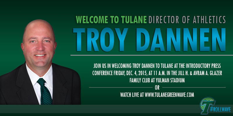 TulaneAthletics's tweet photo. Please welcome Troy Dannen @troydannen, Tulane's new Director of Athletics! #RollWave https://t.co/vtkKgygeDC https://t.co/08iLj2SKbG