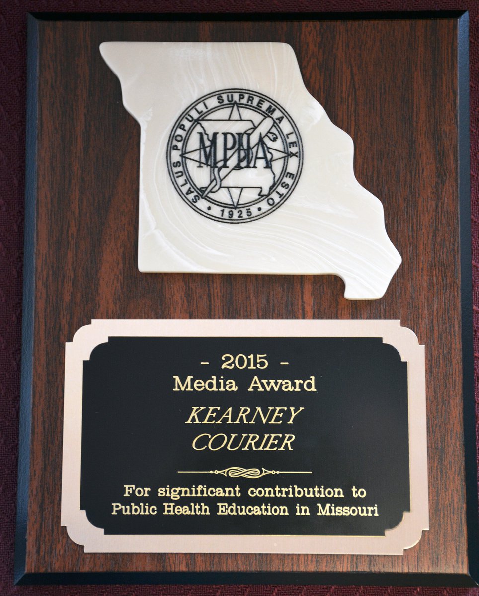 kearneycourier's tweet image. Thanks to @claymohealth for nominating @kearneycourier for the Mo. Public Health Assoc. 2015 Media Award. #repeatwin