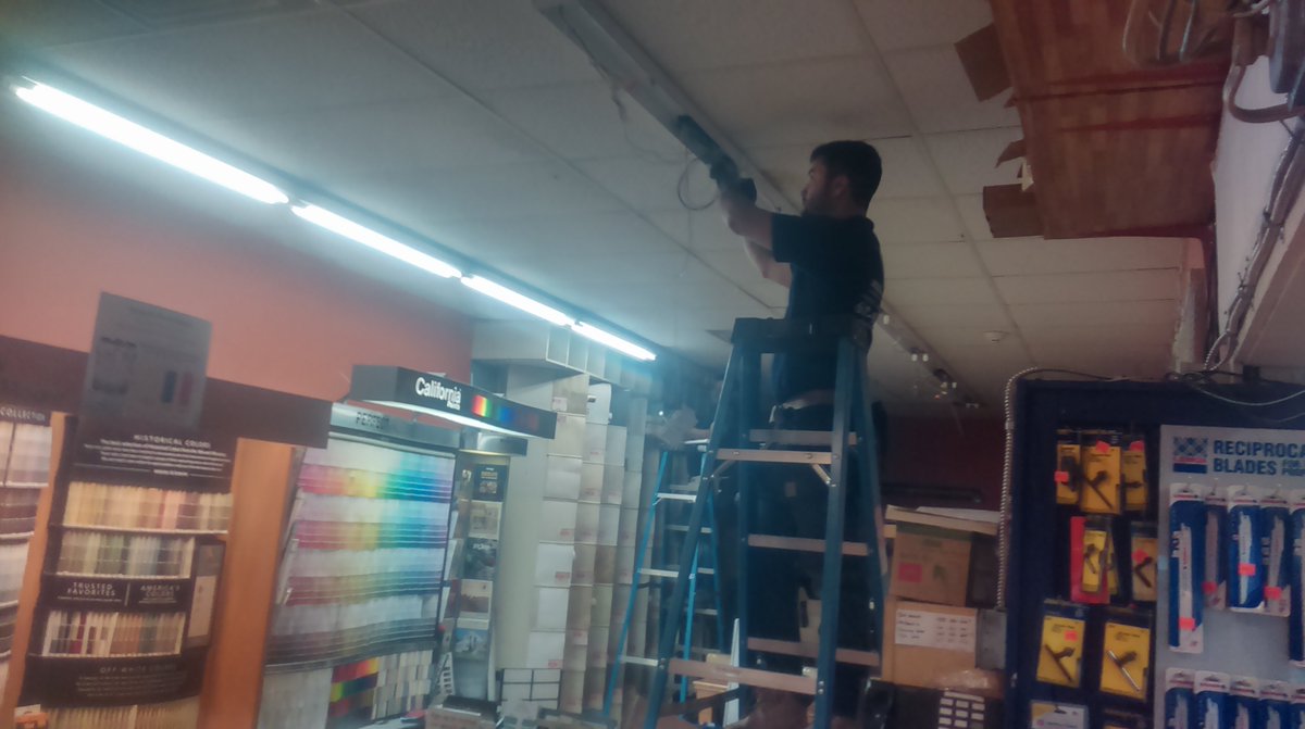 ModernHardware's tweet photo. All new high efficiency LED lighting being installed today at Modern Hardware! https://t.co/RwSNhw4yEo