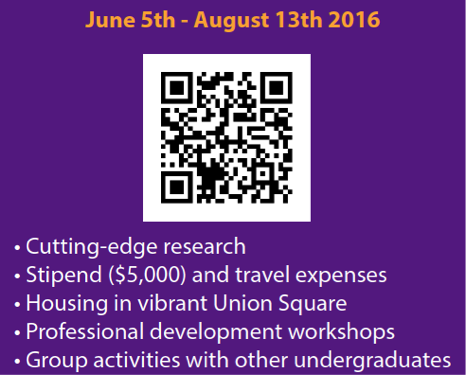 10 Week Summer #REU <a href="/NYUMRSEC/">NYU MRSEC</a> Interdisciplinary program combining chemistry, Physics, Biomaterials, Math Eng. #NYU