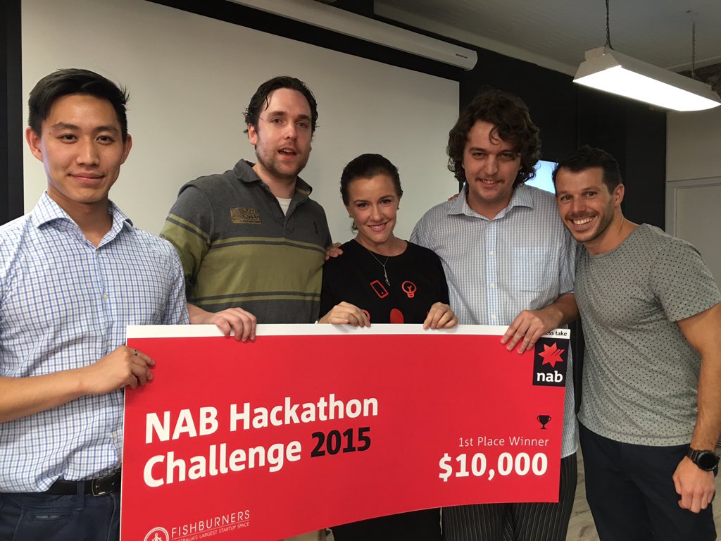 JLepron's tweet photo. Winner of the NAB Hackathon during the weekend @Fishburners @NAB #nabhack great work team!! https://t.co/ufDhwHSX3A