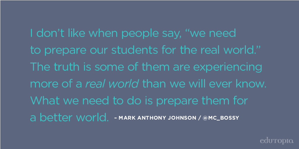 edutopia's tweet photo. How do you prepare your students for a better world? https://t.co/xl4fg4VceS