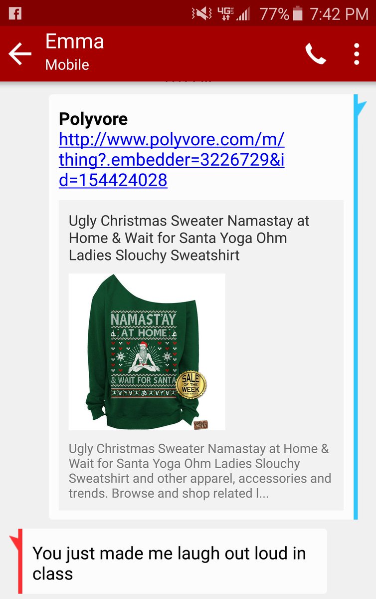 emptynestRVA's tweet photo. Kidding around with @Emma_Jean0613 #Tackysweater #Christmas #funny #yourewelcome https://t.co/Th2kH7Cabs